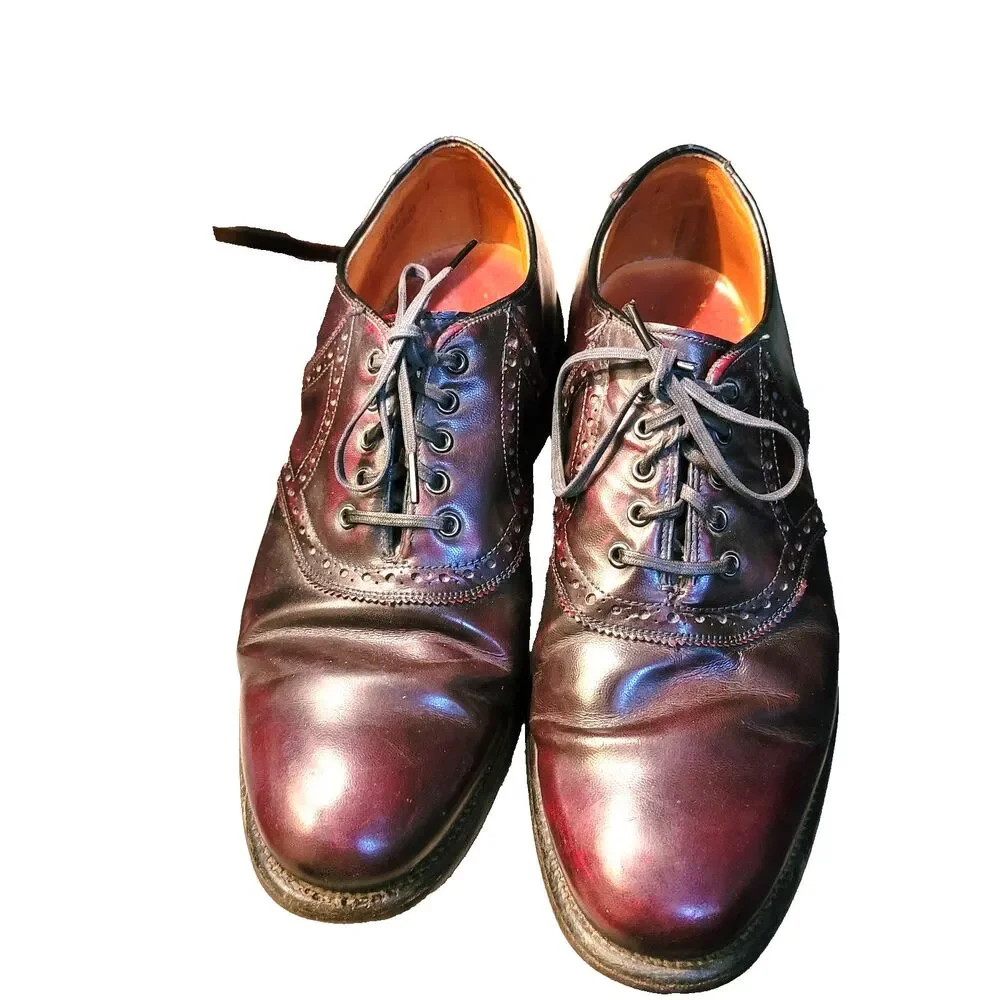 Vintage 60s Oxblood Leather Dress Shoes Unisex Mens 6.5 D Womens 8.5 Oxford